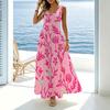 Sleeveless Floral Maxi Tank Dress Lightweight Flowy Full Swing,Flattering Tummy Control,Versatile for Beach Vacation,Picnic Casual Occasions