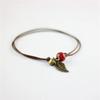 Vintage Leaf Bracelet Small Bell and Colorful Flower Glazed Ceramic Bead Pendant Leather Rope Anklet Women Ethnic Style Pulseras