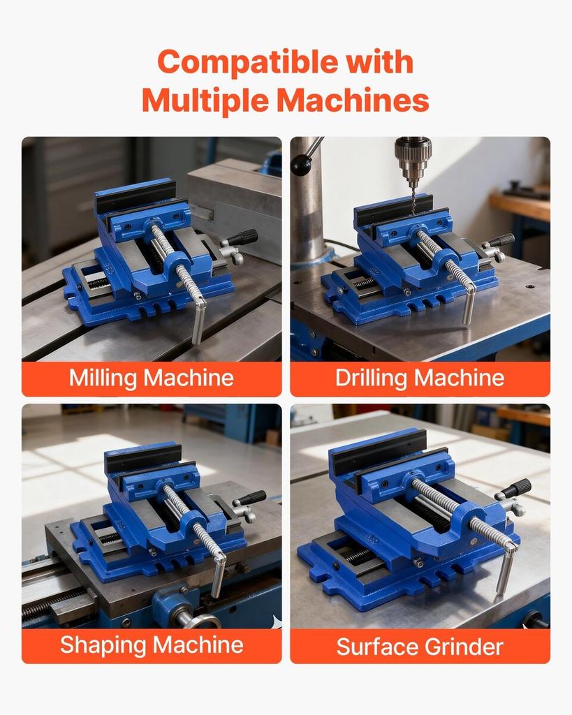 Cross Slide Drill Press Vise, 4 Inch Jaw Width, 2 Way X-Y Axis Bench Vise, 3.5 Inch Max Jaw Opening, Heavy Duty Cast Iron, Workbench Vice Clamp, for