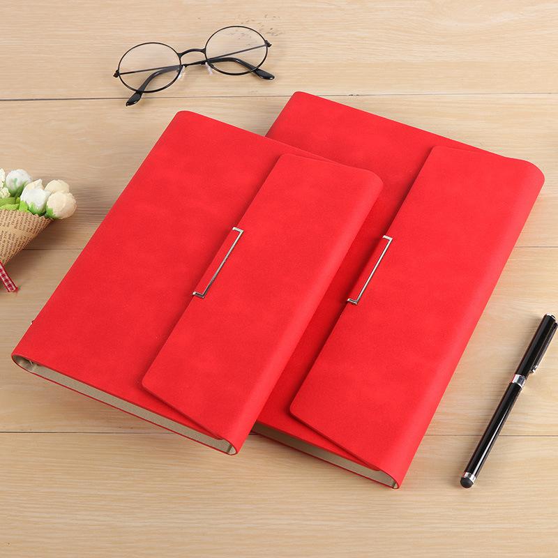 A5 Three-fold Business Notepad Office Meeting Record Book Set Customization Gift (Red,None&A5) красный