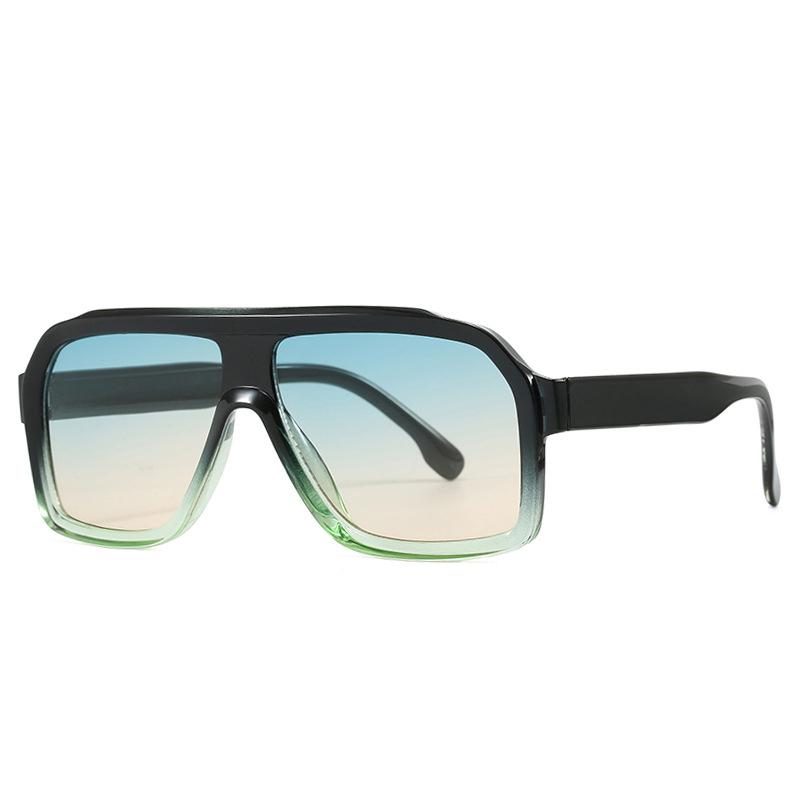 Retro Big Frame Women Square Sunglasses Brand Black Round Gradient Cool Men Sunglasses One Piece Designer Pilot Sun Glasses