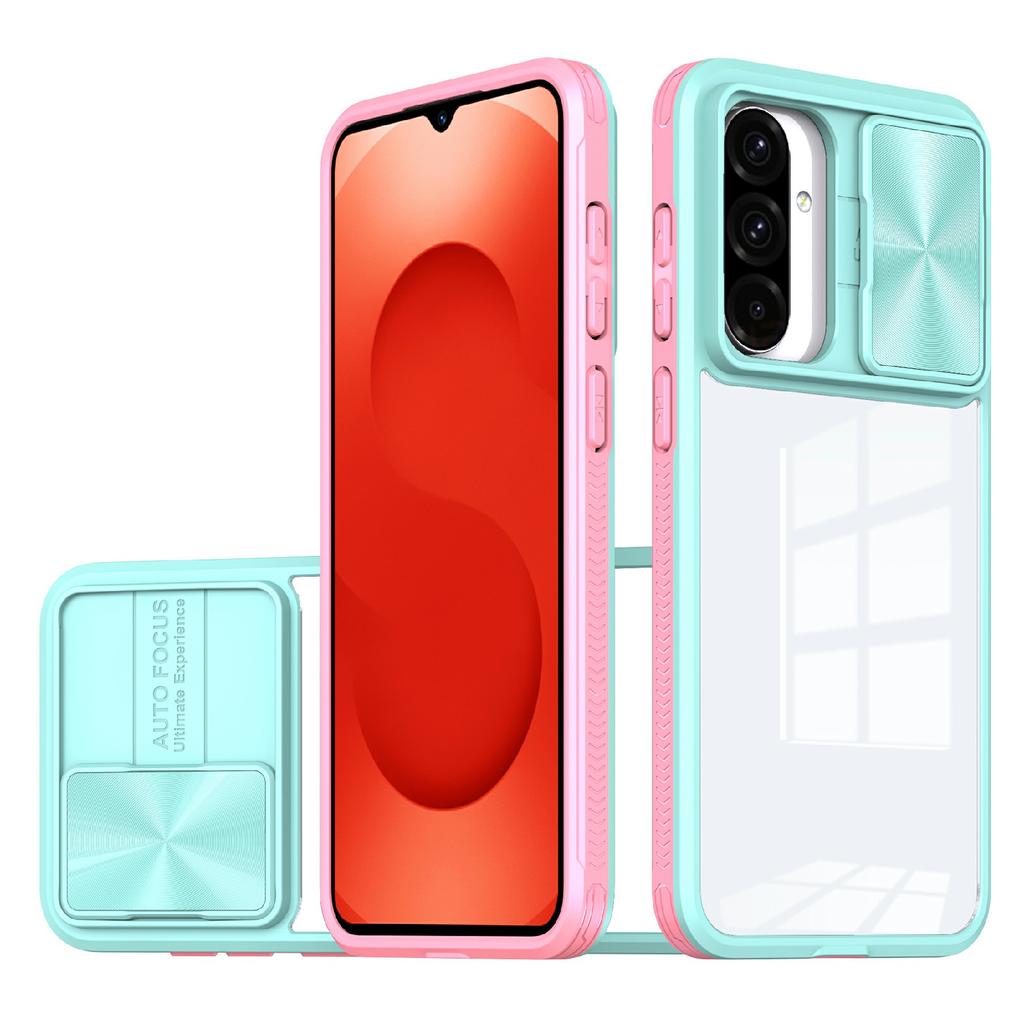 For Samsung Galaxy A26 5G Case TPU + PC Clear Phone Cover with CD-Veins Camera Lens Sliding Lid