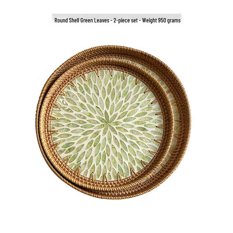 Handmade Rattan Round Light Luxury Tray for Picnic, Fruit, and Candy Storage in the Living Room or Restaurant.