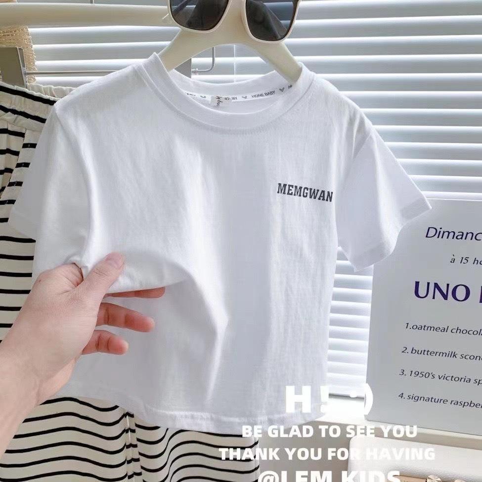 Summer Girls Clothing Set Comfortable Style Short Sleeve T-shirt + Stripe Pants 2 Pcs Suit For Girl Children Outfit