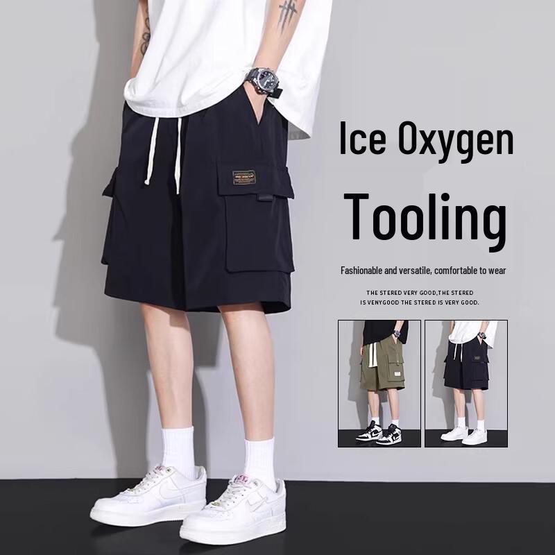 SHANNU Men s Ice Silk Multi-Pocket Cargo Shorts 8XL