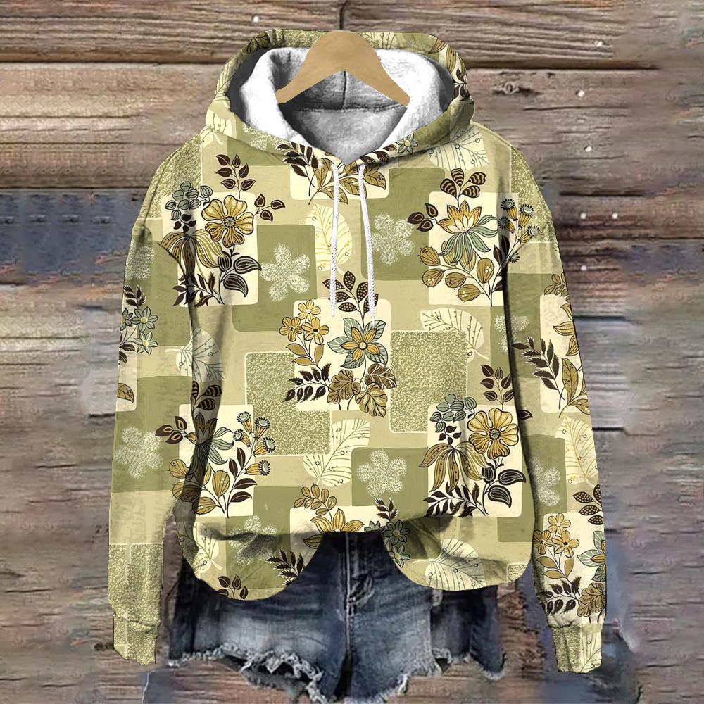 

Осенняя мода женская одежда цветочный принт решетка дизайнерские женские пуловеры толстовки повседневные свободные женские толстовки Y2K топы XL