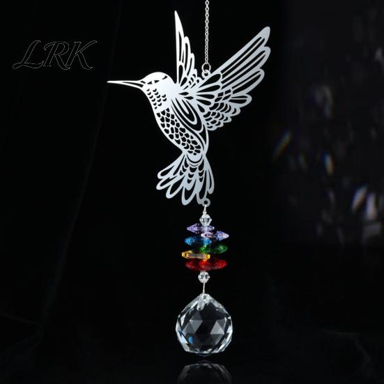 Faux Crystal Suncatcher Hanging Metal Hummingbird Suncatcher, Prisms Window Colorful Light Prism Decor Rainbow Maker Ornament for Garden, Home