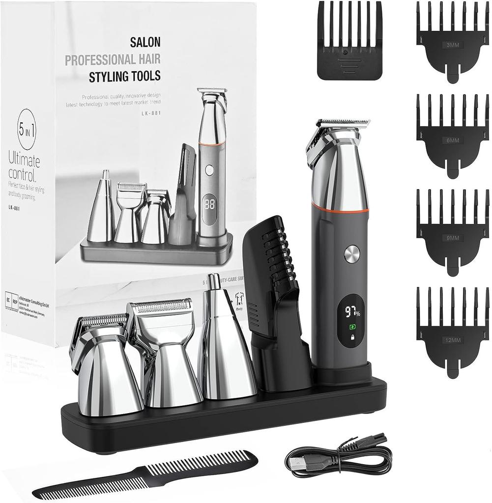 Waterproof electric shaver, household men's hair clipper, multi-functional electric nose hair trimmer set wholesale