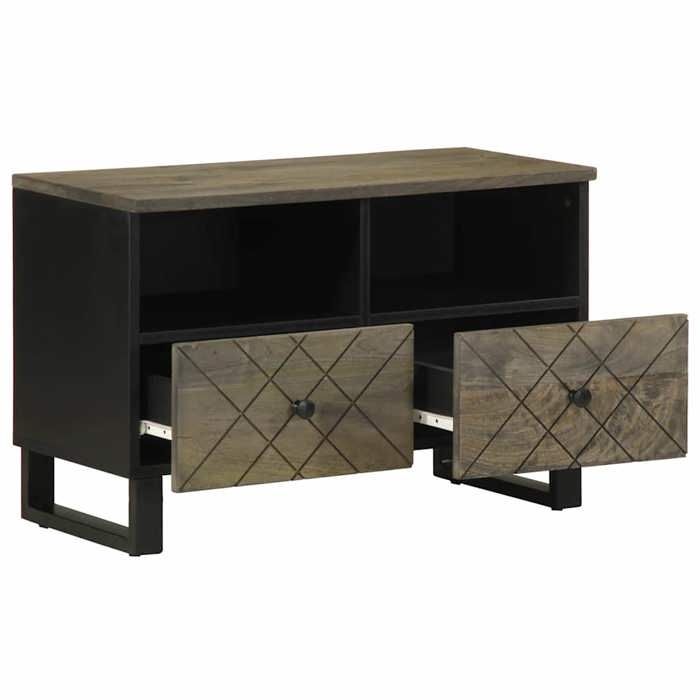VidaXL TV Cabinet Black 70x33x46 Cm Solid Mango Wood, TV Bench, TV Stand, Multimedia Cabinet, TV Buffet, Hi-fi Cabinet, 4017685