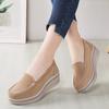 Muffin Shoes Women's 2026 Spring and Autumn Casual Mid-heel Rocking Shoes Cashmere Leather Wedge Heel Mother Shoes Thick Sole Heightening Women's