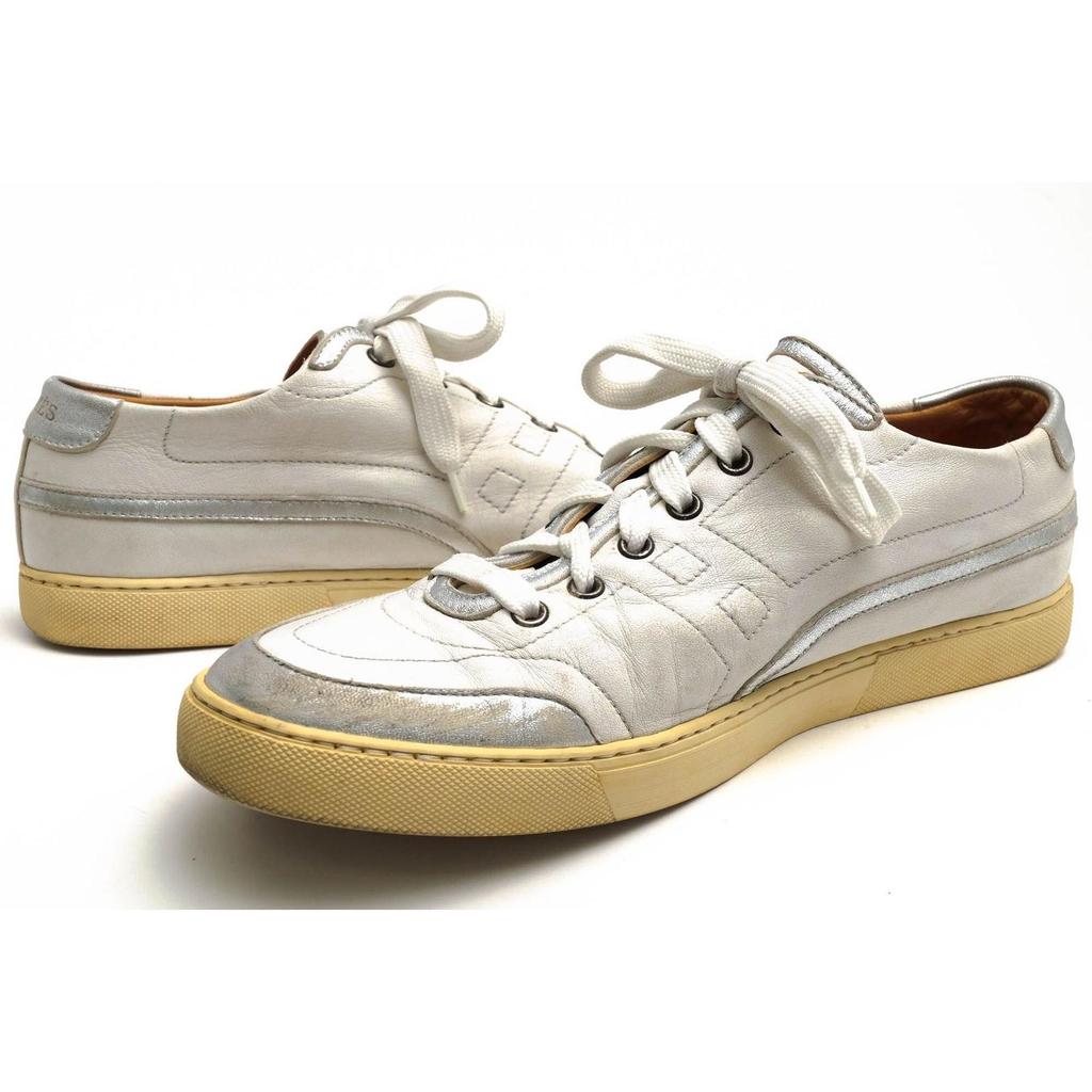 Used HERMES Shoes Sneakers Shoes Low Cut Men's Men's Leather Genuine Leather White White