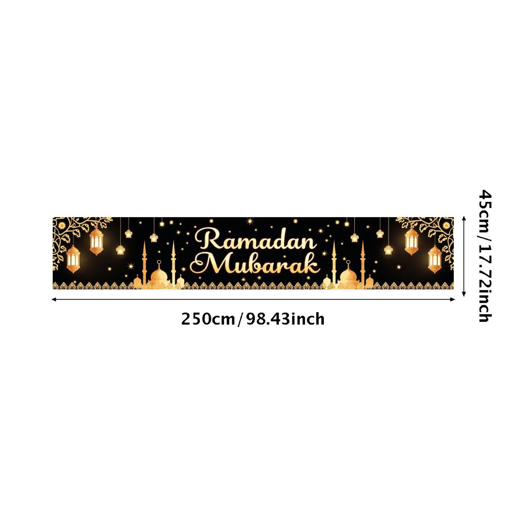 Ramadan Mubarak Banner Backdrop Lanterns Crescent Stars Mosque Party Celebration Ramadan Kareem Photography Decorations Props