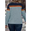 Women's Spring and Autumn New Fashion Versatile Striped Contrast Button Casual Long-sleeved T-shirt