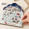 Holiday Desktop Decorations Christmas Puzzle Advent Calendar, Wooden Countdown Commemorative Gifts Xmas Ornament for Home Table Mantel Decor Calendar