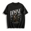 Göttlicher Vergoldeter Dunkler Figur Druck Trendiges Lockeres Freizeit Oberteil 2035 Reines Baumwoll T-Shirt