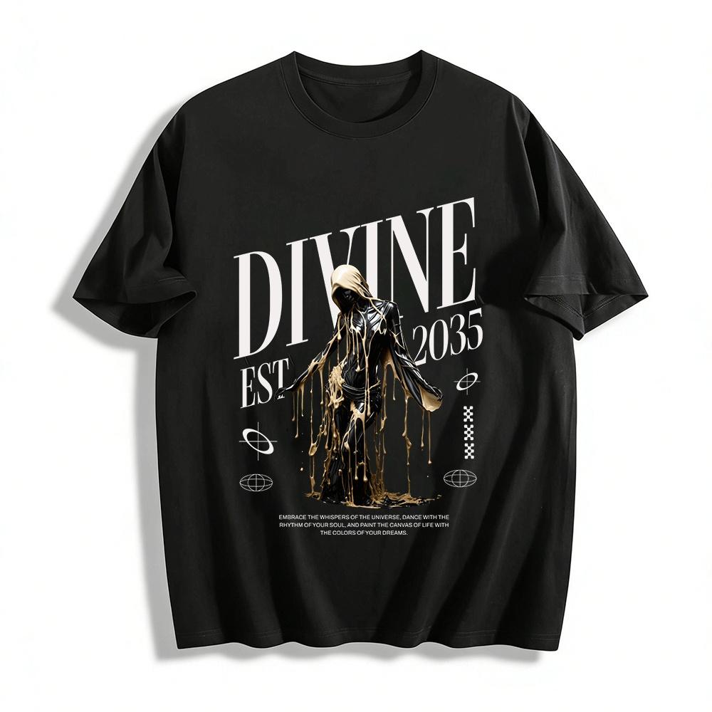 

Divine Gilded Dark Figure Print Trendy Loose Casual Top 2035 Pure cotton T-shirt XXS