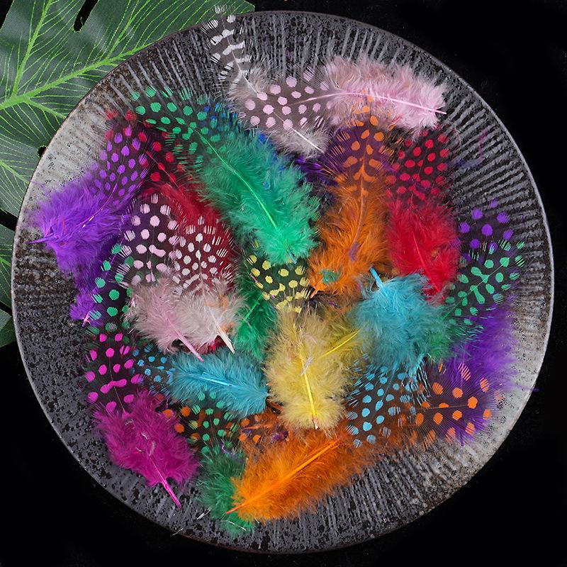Plumes à Pois Naturelles pour Accessoires de Bâtonnet Jouet pour Chat DIY - 50 pcs.