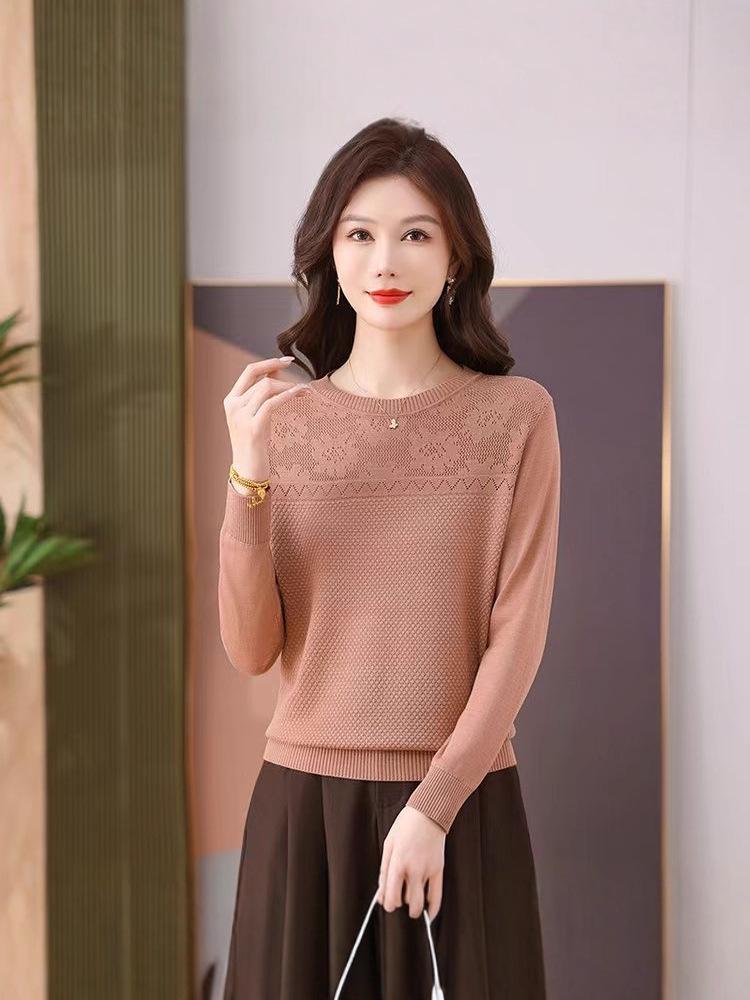 Stylish Women's Thin Round Neck Wool Sweater - Long Sleeve, Knitted, Spring Fashion Hot Seller