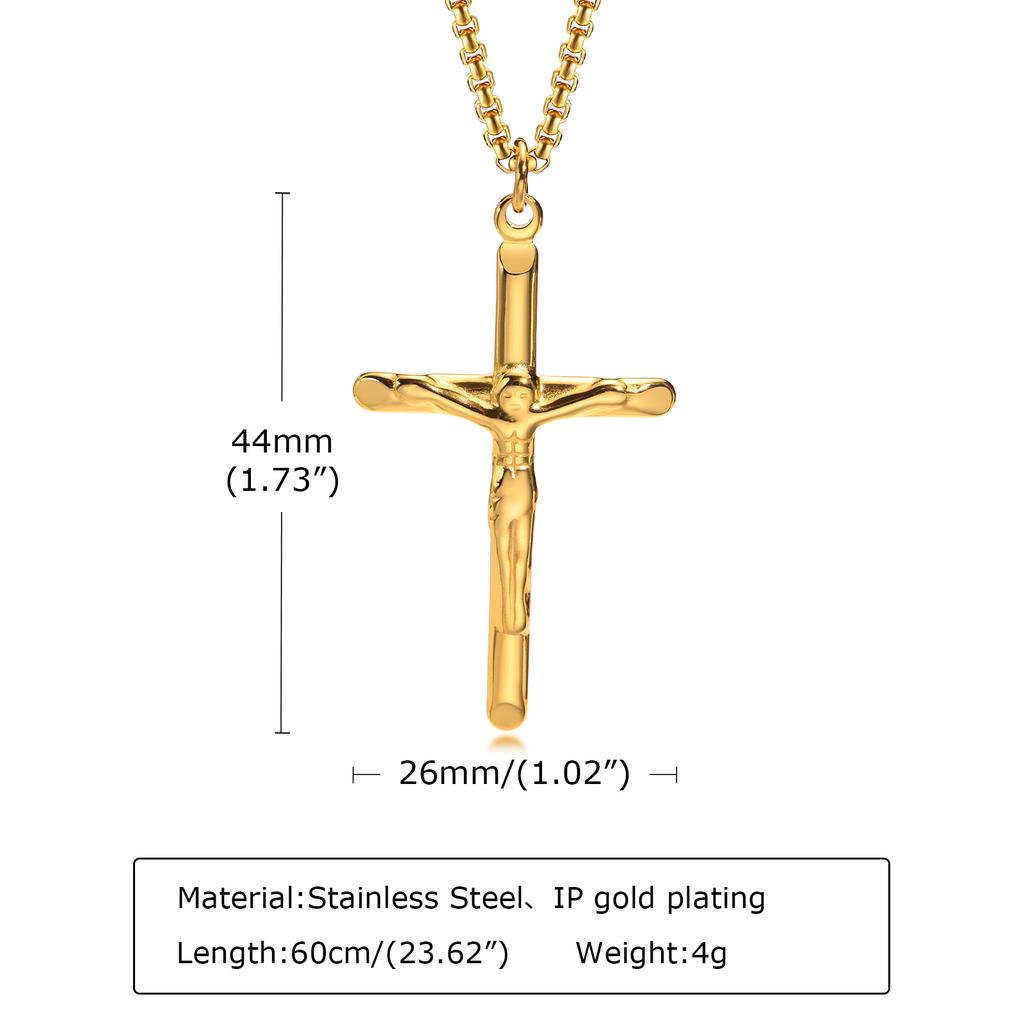 Stainless Steel Cross Necklace for Men, Christian Jesus Pendant Necklace, Catholicism Religious Faith Jewelry Easter Gifts