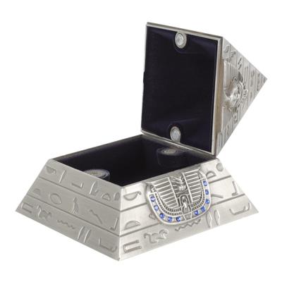 NUOLUX Pyramid-Shaped Jewelry Box, Metal Egyptian Decor, 4-inch Compact Storage Box, Desktop Trinket Box, Perfect Gift