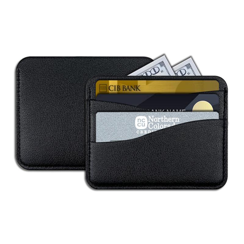 Fashion Wavy Leather Card Bag Women Men Ultra-thin 4 Slots Card Holder Soft PU Leather Bank Credit Card Case