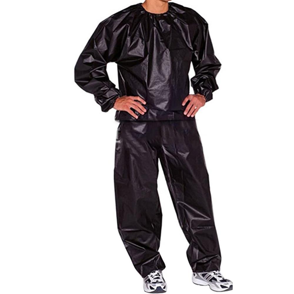 Tuta da Sauna in PVC Polsini Elastici Abbigliamento da Allenamento Set Fitness Leggero Ciclismo