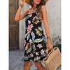 Women's Print Strap Plus-size Dress Adjustable Shoulder Strap V-neck Dress