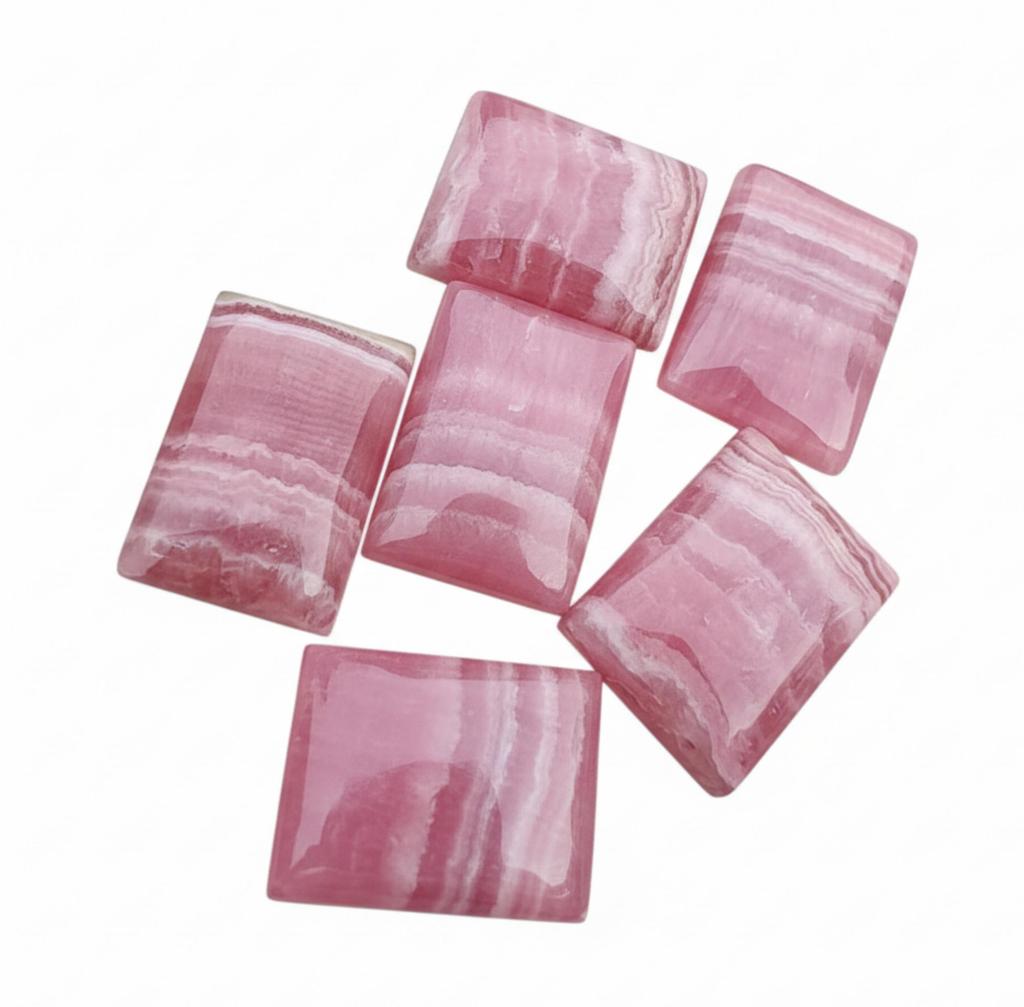 Rectangular Rhodochrosite Cabochons for Jewelry - Pink and White Striped Gemstones