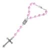Elegant Crosses Pendant Wrist Chain Delicate Pink Rose Flower Hand Chain Beautiful Beads Hand String Chain Jewelry