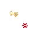 Sterling Geometric Stud Earrings With Zircon Accents Threaded Flat-Top Ear Piercing Jewelry Women Men