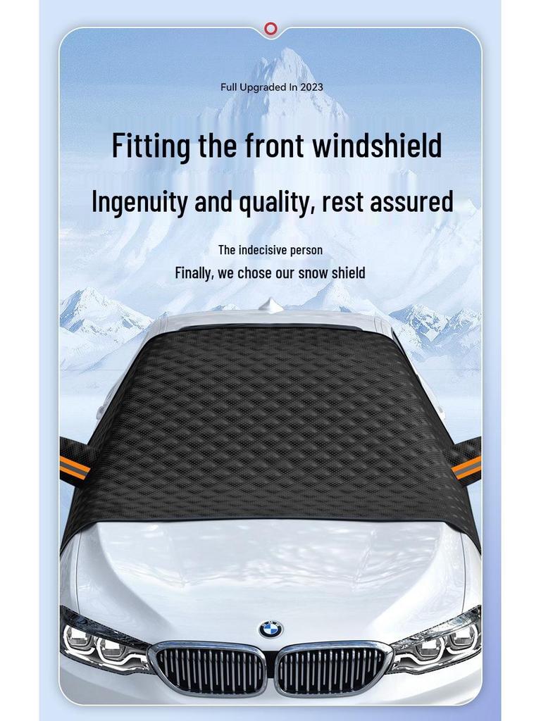 Black Windshield Snow Cover with 12 Magnets & Cotton Lining - Frost and Anti-Freeze Protection