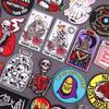 Skull Tarot Cards Fusible Embroidery Patches For Clothes Death Rock Iron On Patches For Clothing Thermoadhesive Patch On Hat/Bag