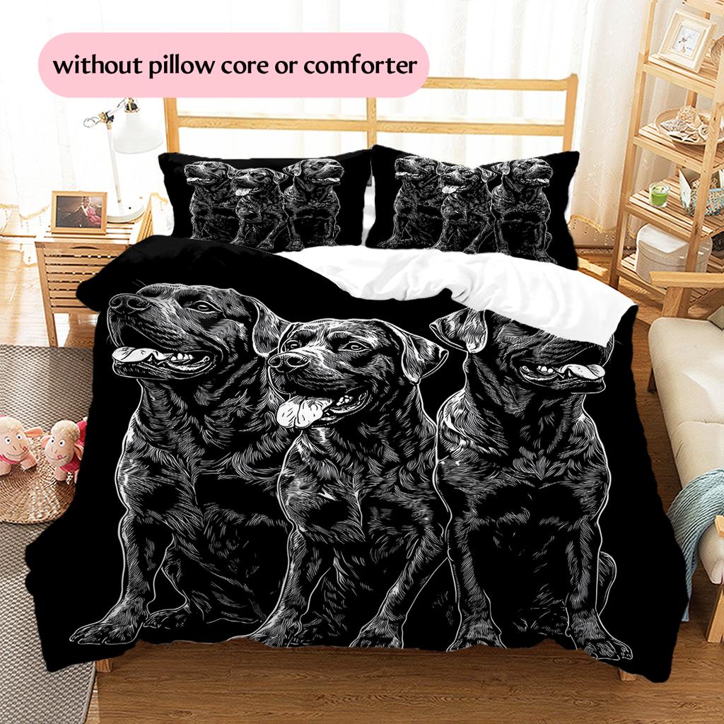 Black Rottweiler Pattern Bedding Home Decoration Birthday Gift (1 * duvet cover + 2 * pillowcase, without core)