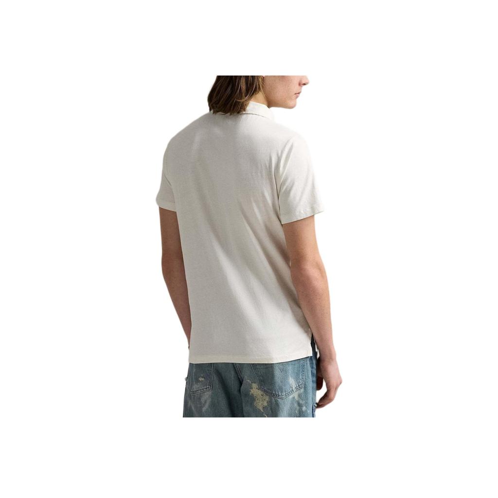 Polo Ralph Lauren Solid Logo Pattern Short Sleeve Polo Shirt Men tops Cream 710964512-002