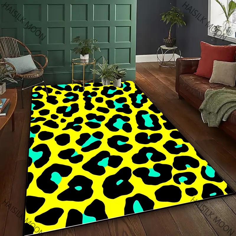 New To Colorful Leopard Theme Printed Carpet! Anti-slip Sound Insulation, Living Room Bedroom Entrance Door Mat Sofa Rugs Gifts