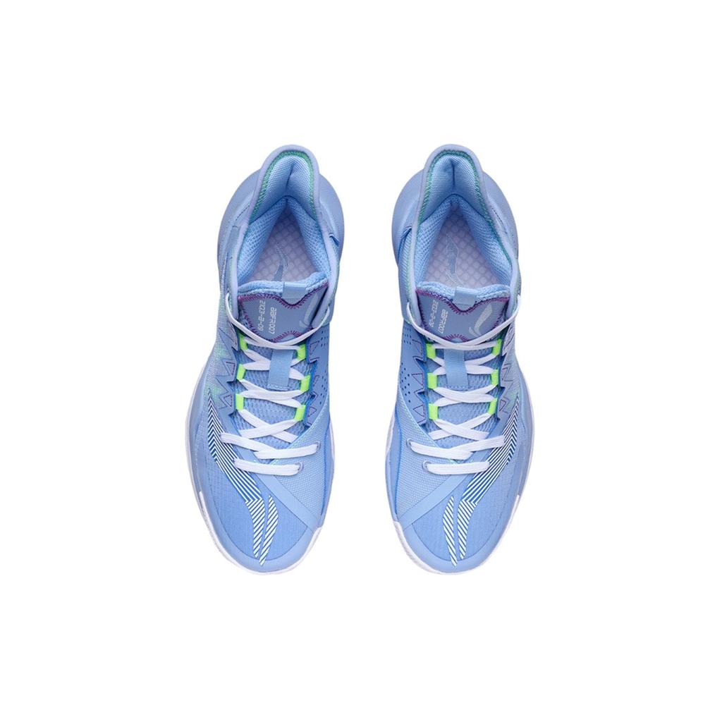 New LiNing Storm Cushioning Anti Slip And Wear Resistant Breathable Coverage Support Mid Top Basketball Shoes Men's Blue ABFR007-1