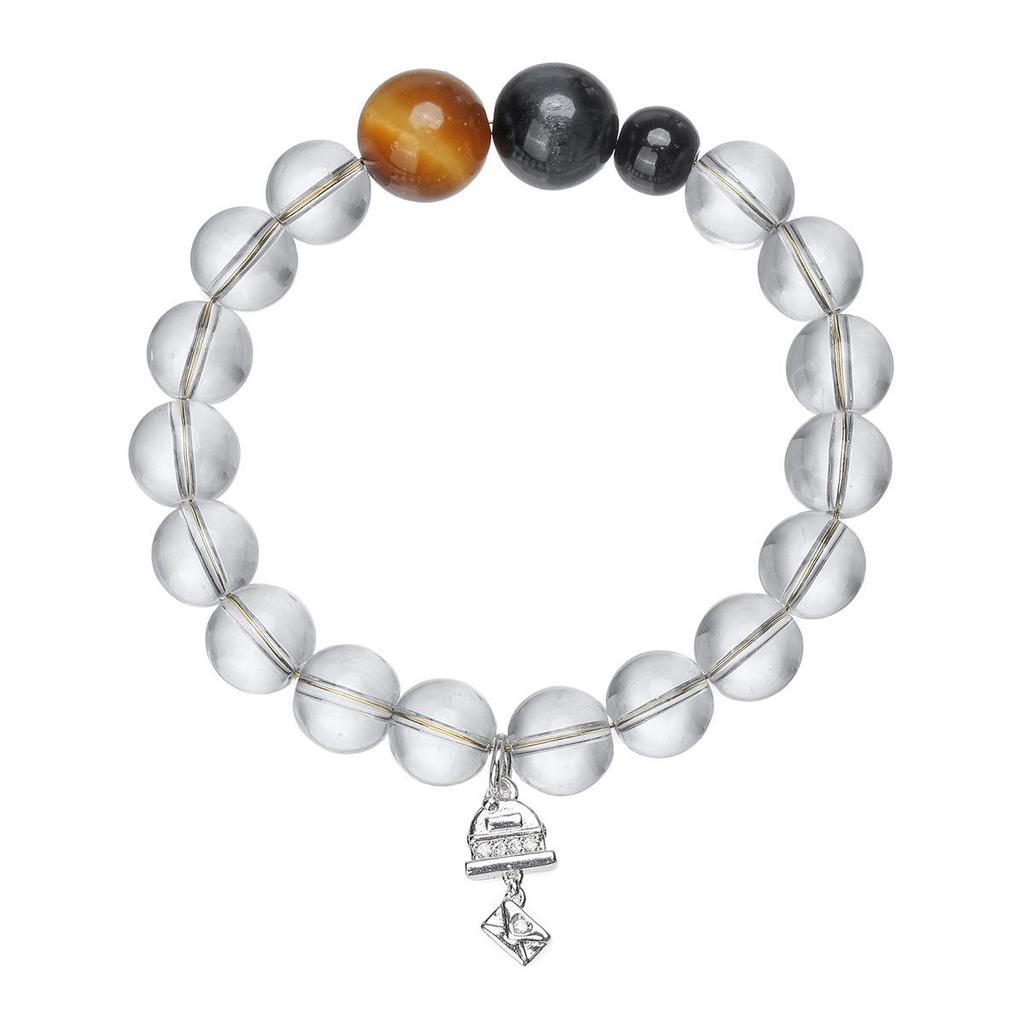 Xiaohongshu Weiß & Blau Tigerauge Kristall Armband - Modeaccessoire im Neuen Chinesischen Stil