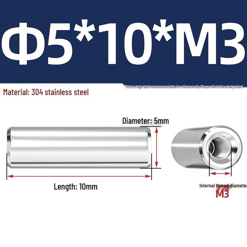 Pin Cilindric din Oțel Inoxidabil 304 cu Filet Interior M4/M6/M8 și Orificiu - Coloană de Suport și Ghidare