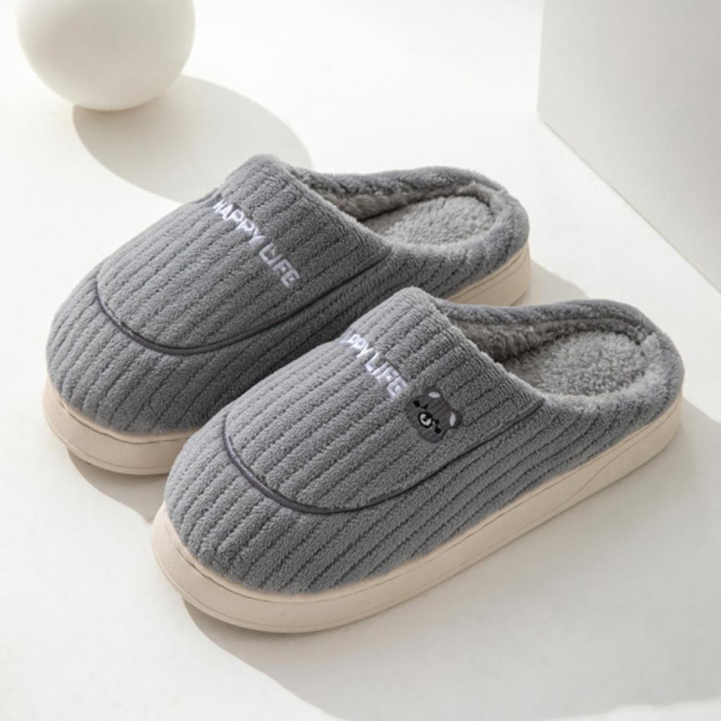 Waterproof Cotton Slippers for Women In Autumn and Winter, Anti Slip Plush Bags and Cotton Shoes for Indoor Home Use