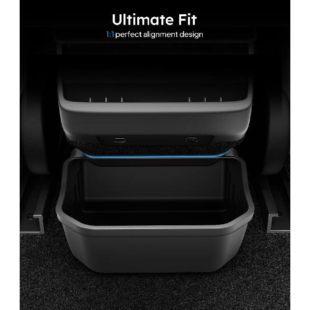 Wigoo 2025 Upgrade Tesla Model 3 Highland Accessories Rear Center Console Organizer [Partitioned Storage & Stable Tallation] Backseat Storage Box For