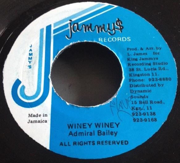 

7inch Record ADMIRAL BAILEY - Winey Winey NONE Jammy s Records Jamaica Reggae, Ska & Dub Used