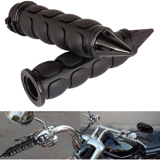 Pair Of 1" Dual Black Motorcycle Bar End Hand Grips Handlebar For Cruisers Harley Yamaha Suzuki