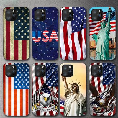 Etui na telefon z flagą USA dla iPhone'a 11 12 Mini 13 14 Pro Xs Max X 8 7 6s Plus 5 Se Xr Shell
