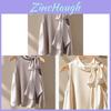 French Champagne Satin Sleeveless Blouse With Bow Tie For Summer Casual Wear