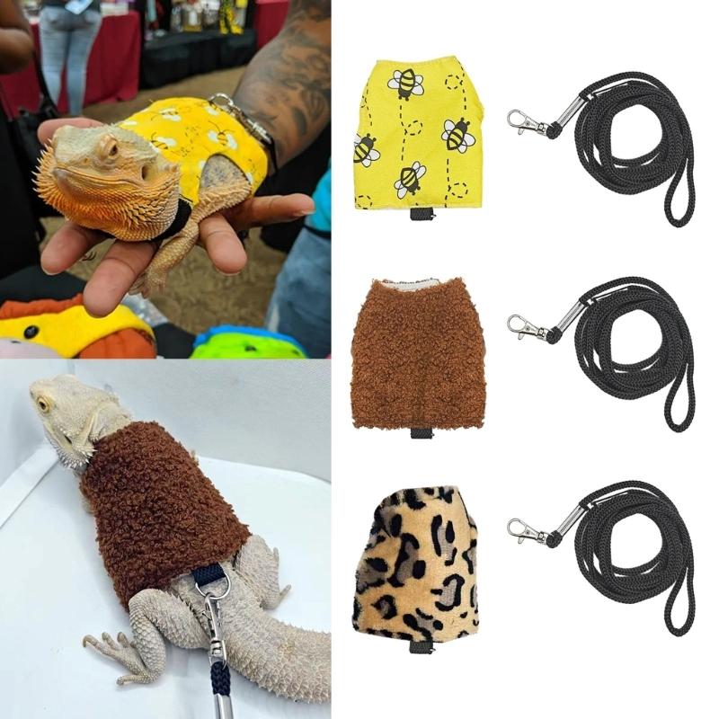 Small Pet Harness Vest Lizards Costume Chest Harness Winter Warm Clothes for Geckos Fashion Reptiles Clothes Accessories