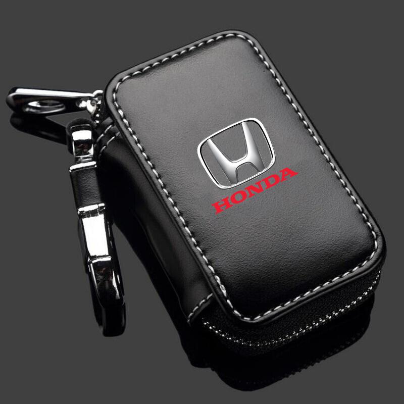 

Leather Car Key Case Keys Full Cover Protection Shell Bag For Honda Fit Civic Accord 7 8 9 10 Pilot City Jazz CRV HRV чёрный
