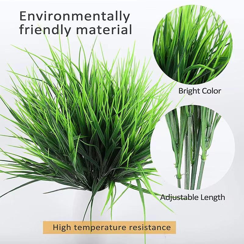 

2pcs artificial grass 7 forks plastic spring grass plant wall green plant ornaments flower gardening decorative grass