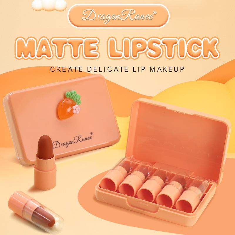 Five Lipstick Set Matte Whitening Complexion Waterproof Lipstick Velvet Matte Long-Lasting Makeup Effect Lip Gloss Non-Stick Cup Non-Fading Lipstick