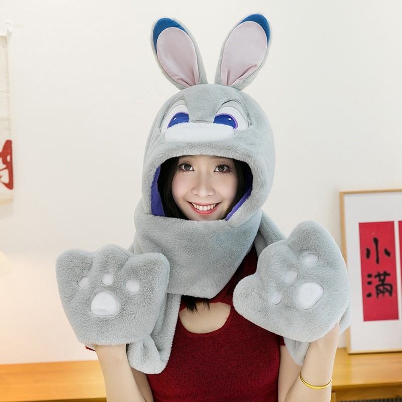 

Zootopia Nick Judy Plush Hat Scarf Gift For Kids Winter Cozy Wear Nick