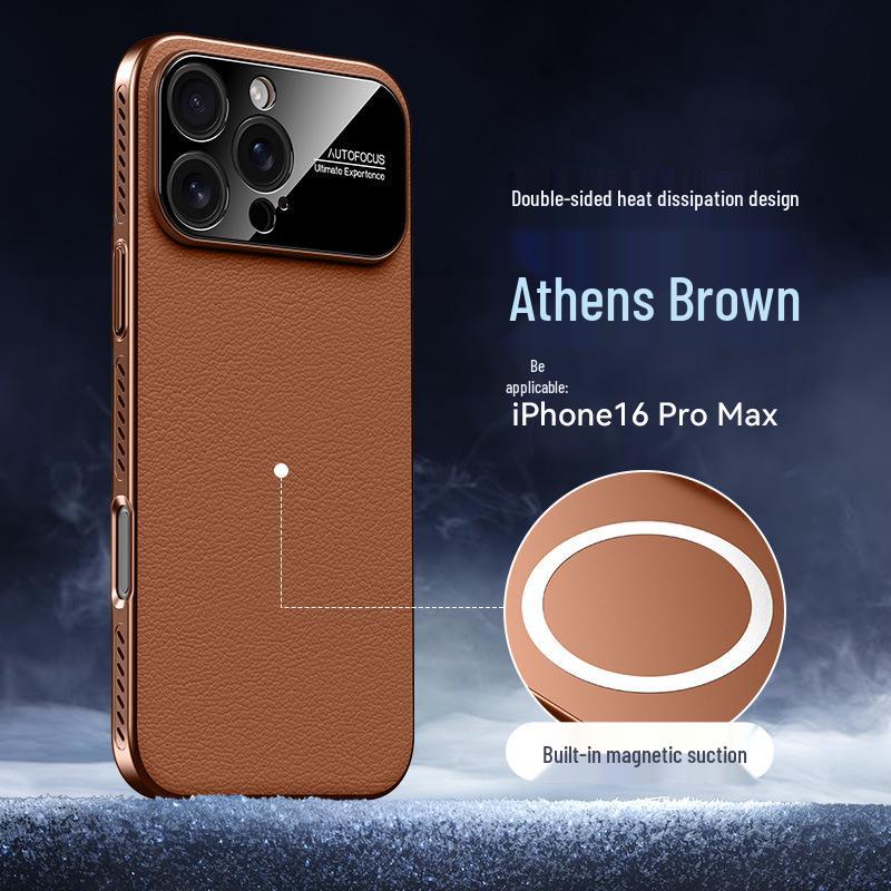 iPhone 17 Leather Case with Heat Dissipation, Magnetic Charging, and Full Coverage Anti-Fall Protection